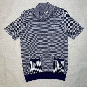 Moth Anthropologie | Margate Pocket Pullover Navy & White Stripes | Small